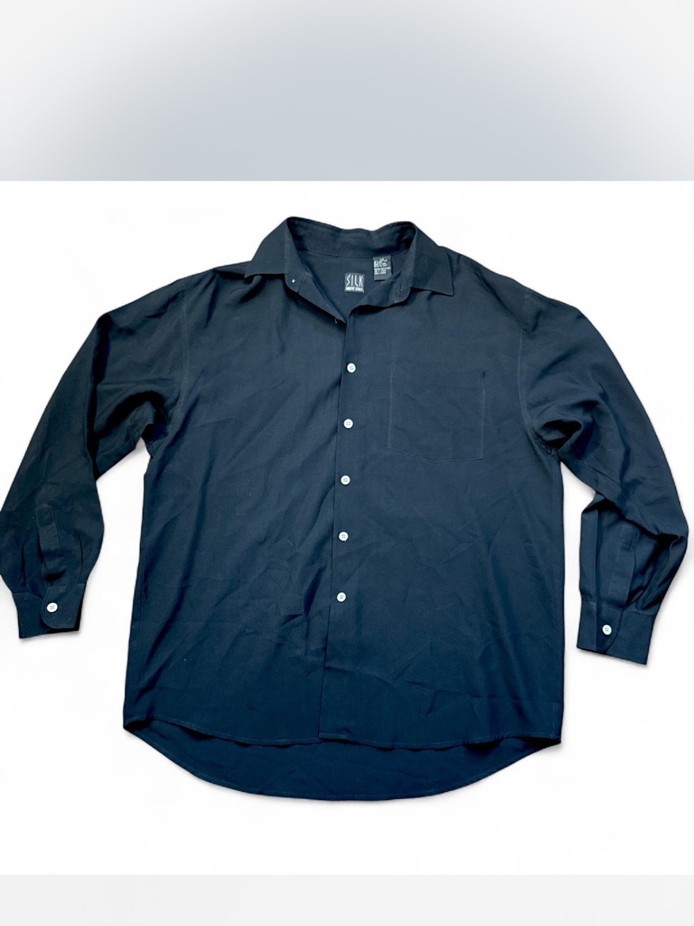 Robert  VINTAGE y2k Stock Silk Black Button-Up Shirt